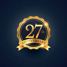 25th anniversary celebration badge label in golden color