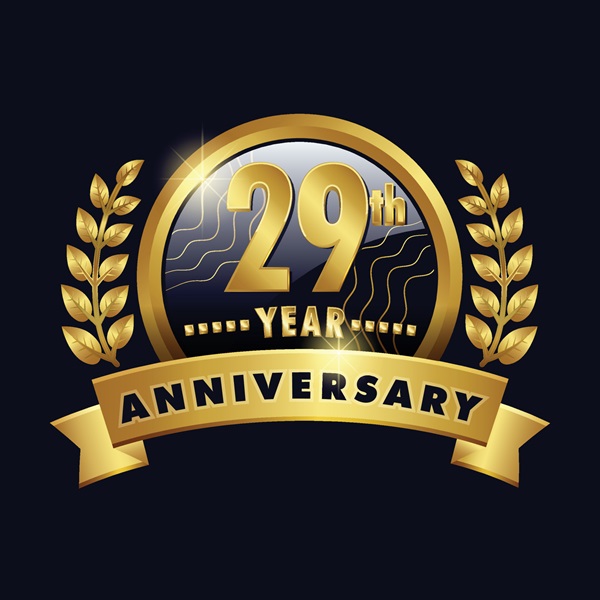 25th anniversary celebration badge label in golden color