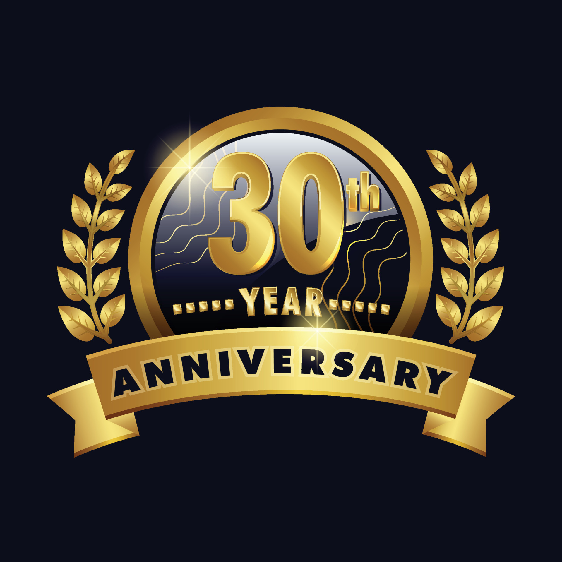 25th anniversary celebration badge label in golden color